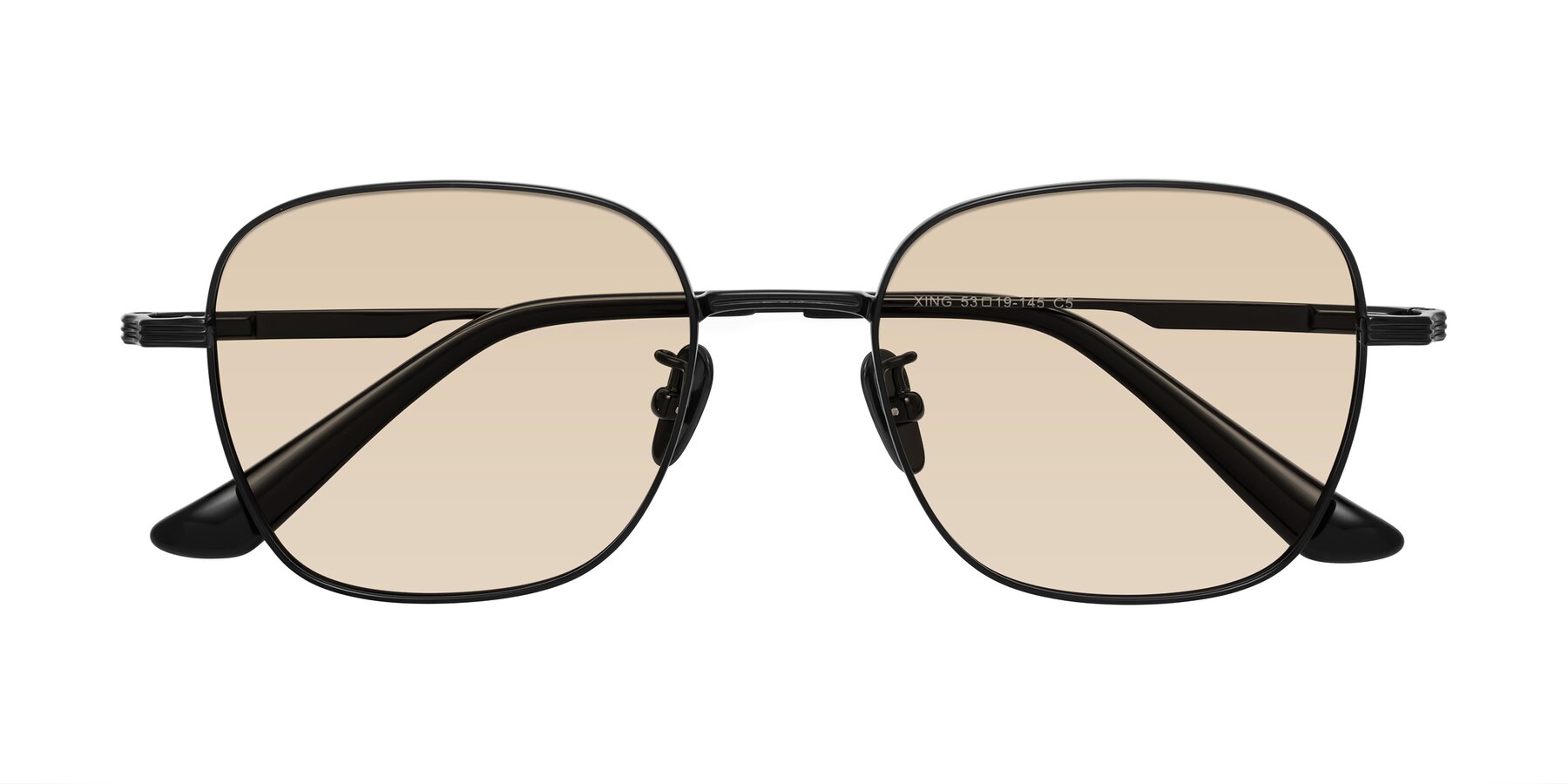 Folded Front of XING in Black with Light Brown Tinted Lenses