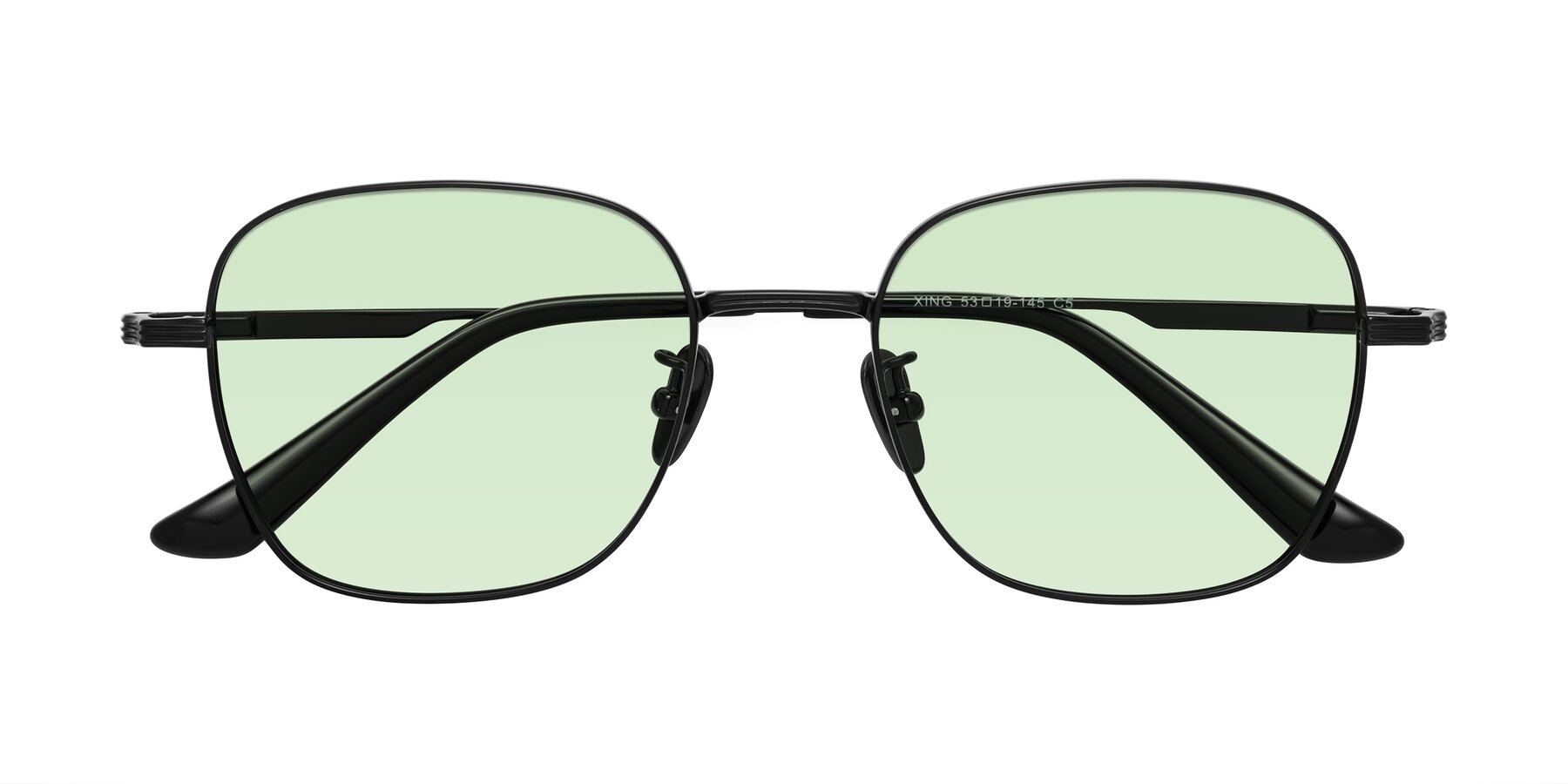 Folded Front of XING in Black with Light Green Tinted Lenses