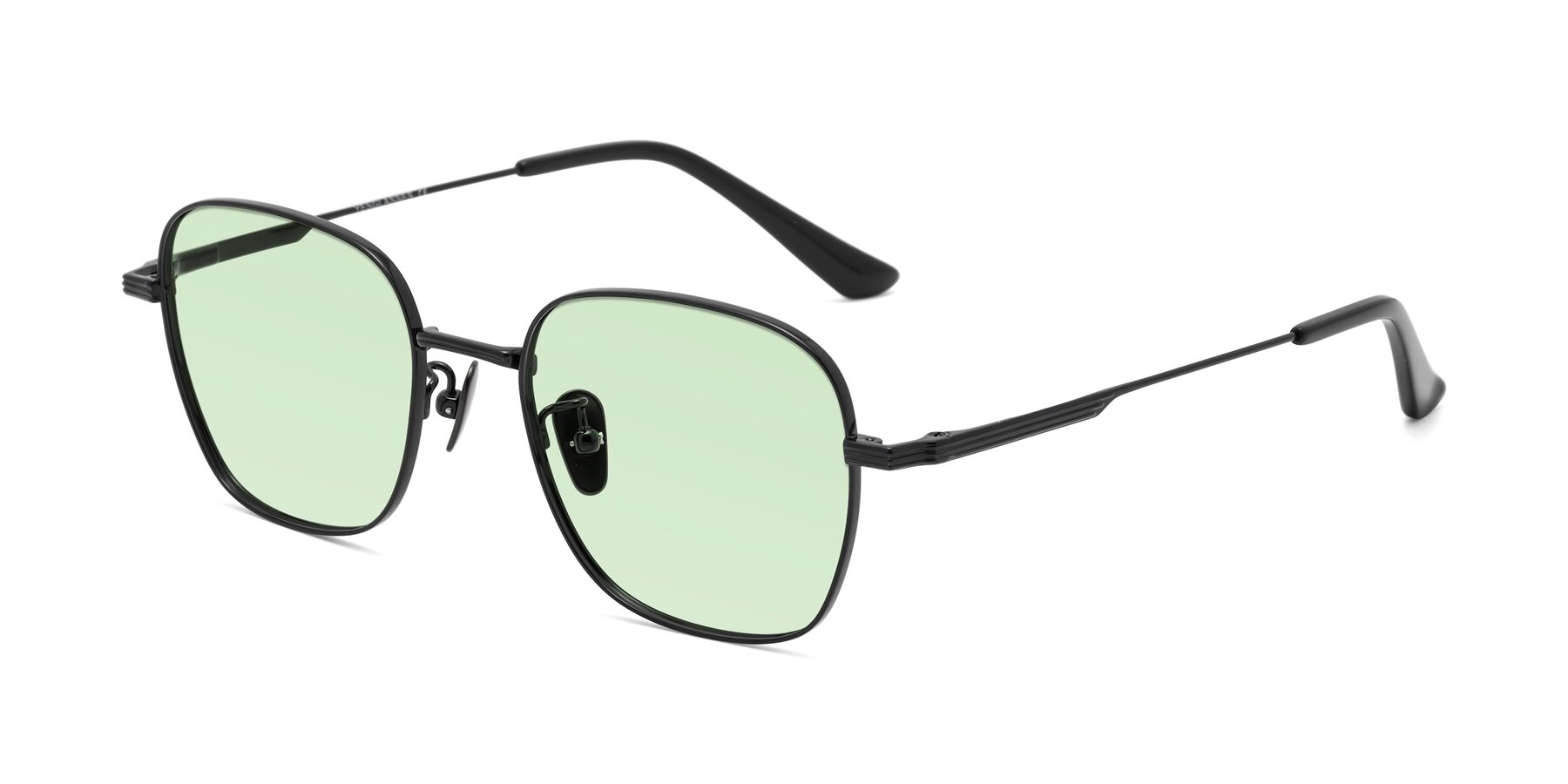 Angle of XING in Black with Light Green Tinted Lenses