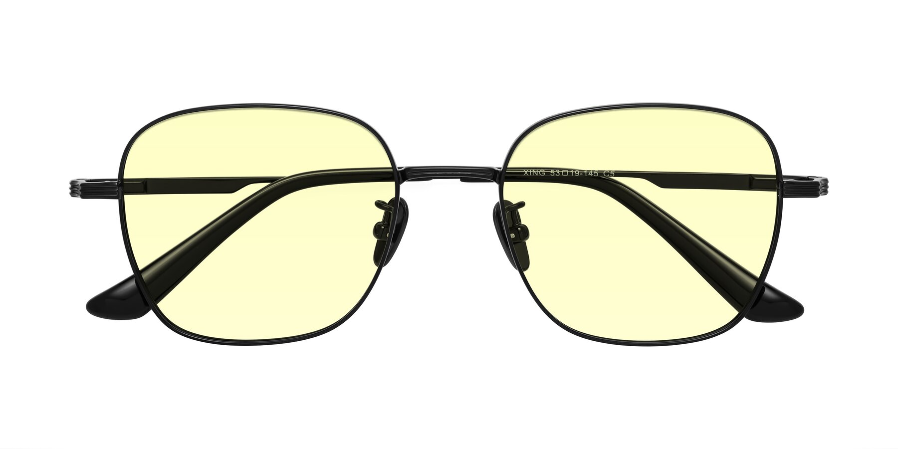 Folded Front of XING in Black with Light Yellow Tinted Lenses