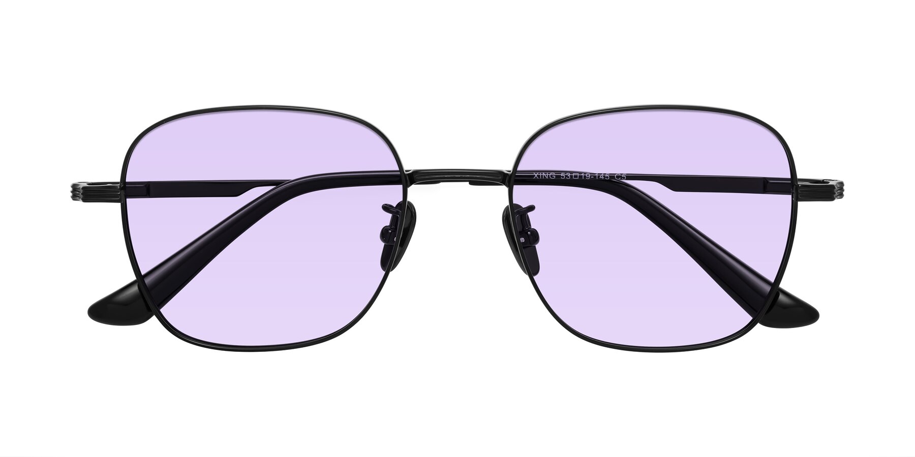 Folded Front of XING in Black with Light Purple Tinted Lenses