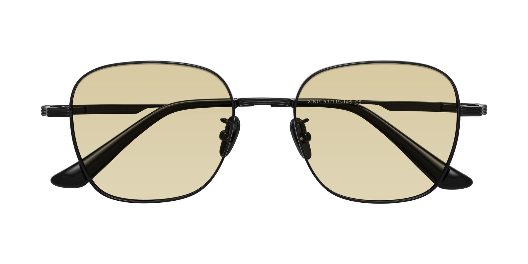 Folded Front of XING in Black with Light Champagne Tinted Lenses