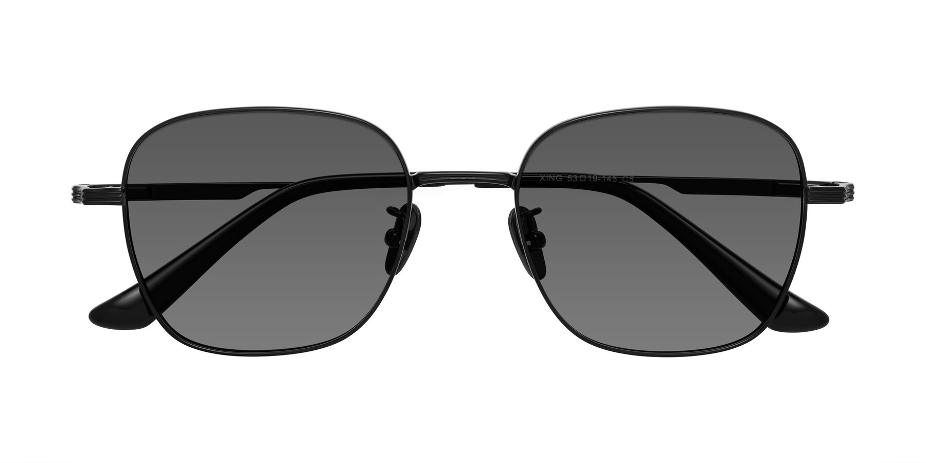 Folded Front of XING in Black with Medium Gray Tinted Lenses