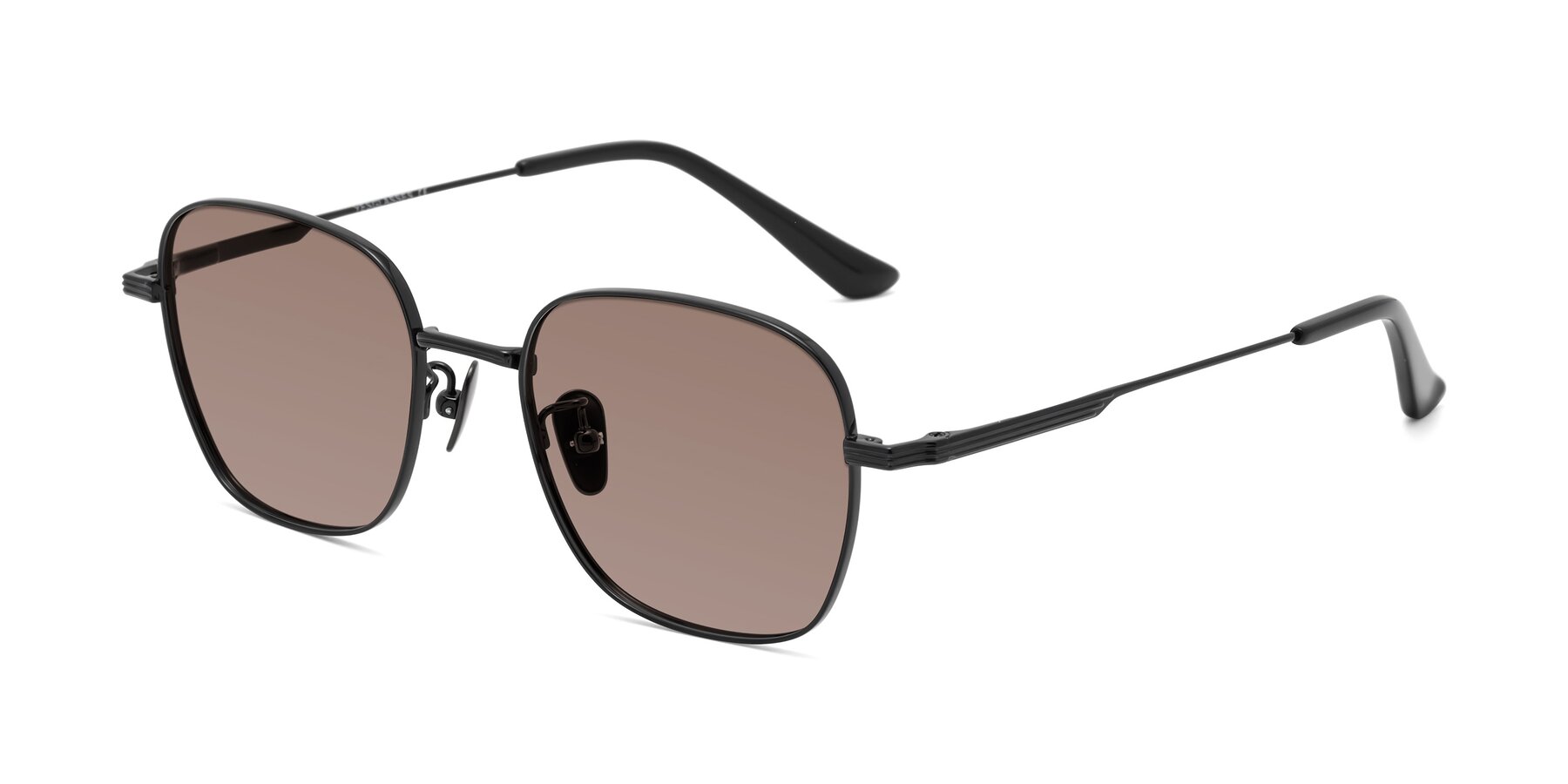 Angle of XING in Black with Medium Brown Tinted Lenses