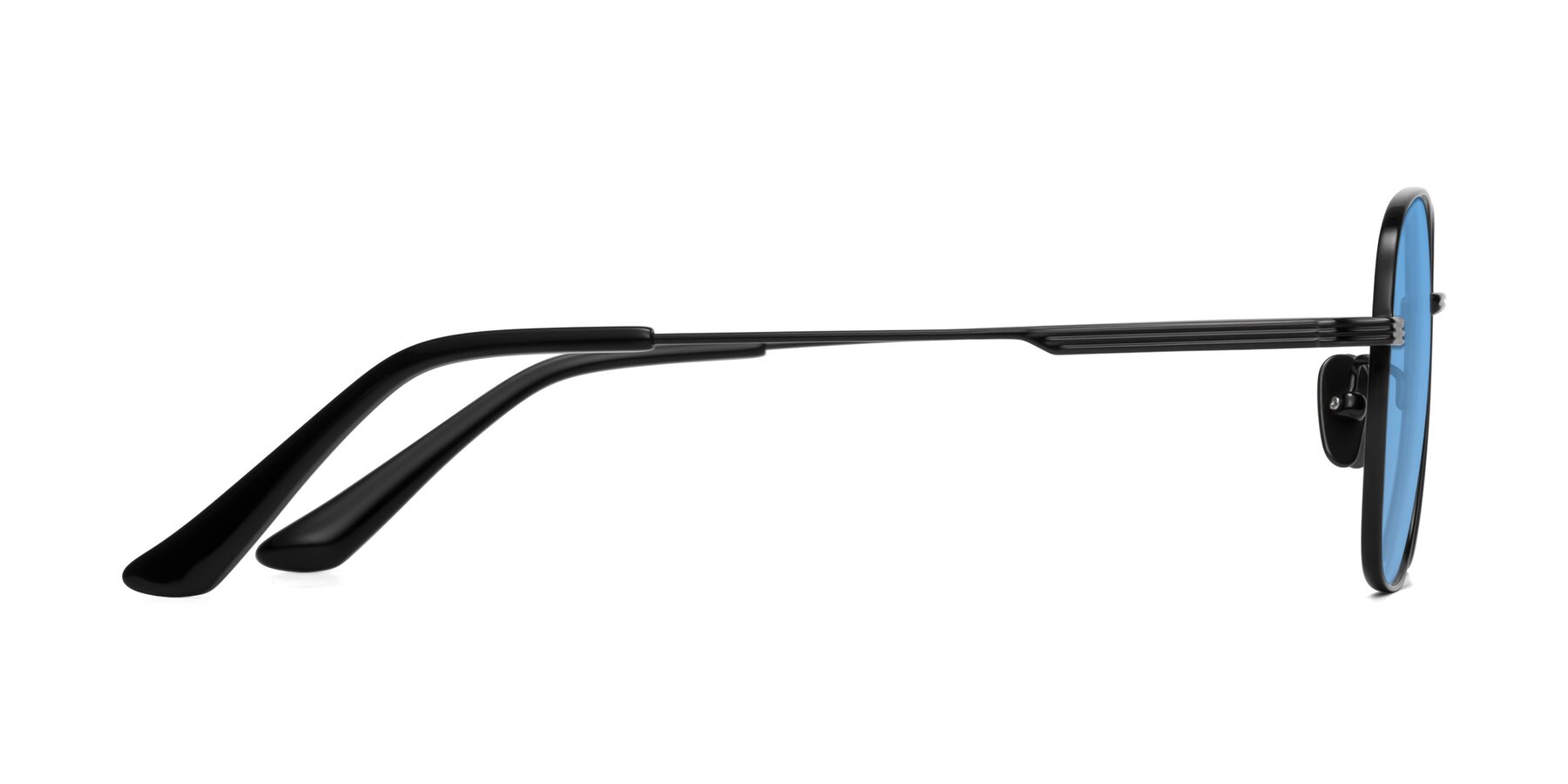 Side of XING in Black with Medium Blue Tinted Lenses