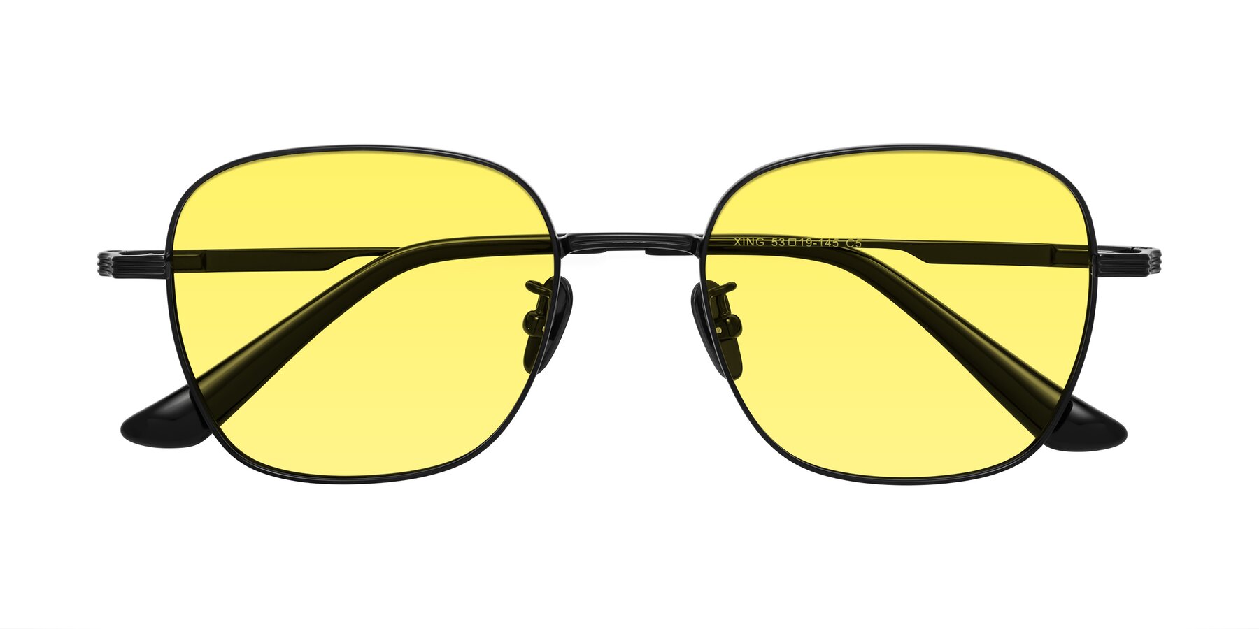 Folded Front of XING in Black with Medium Yellow Tinted Lenses