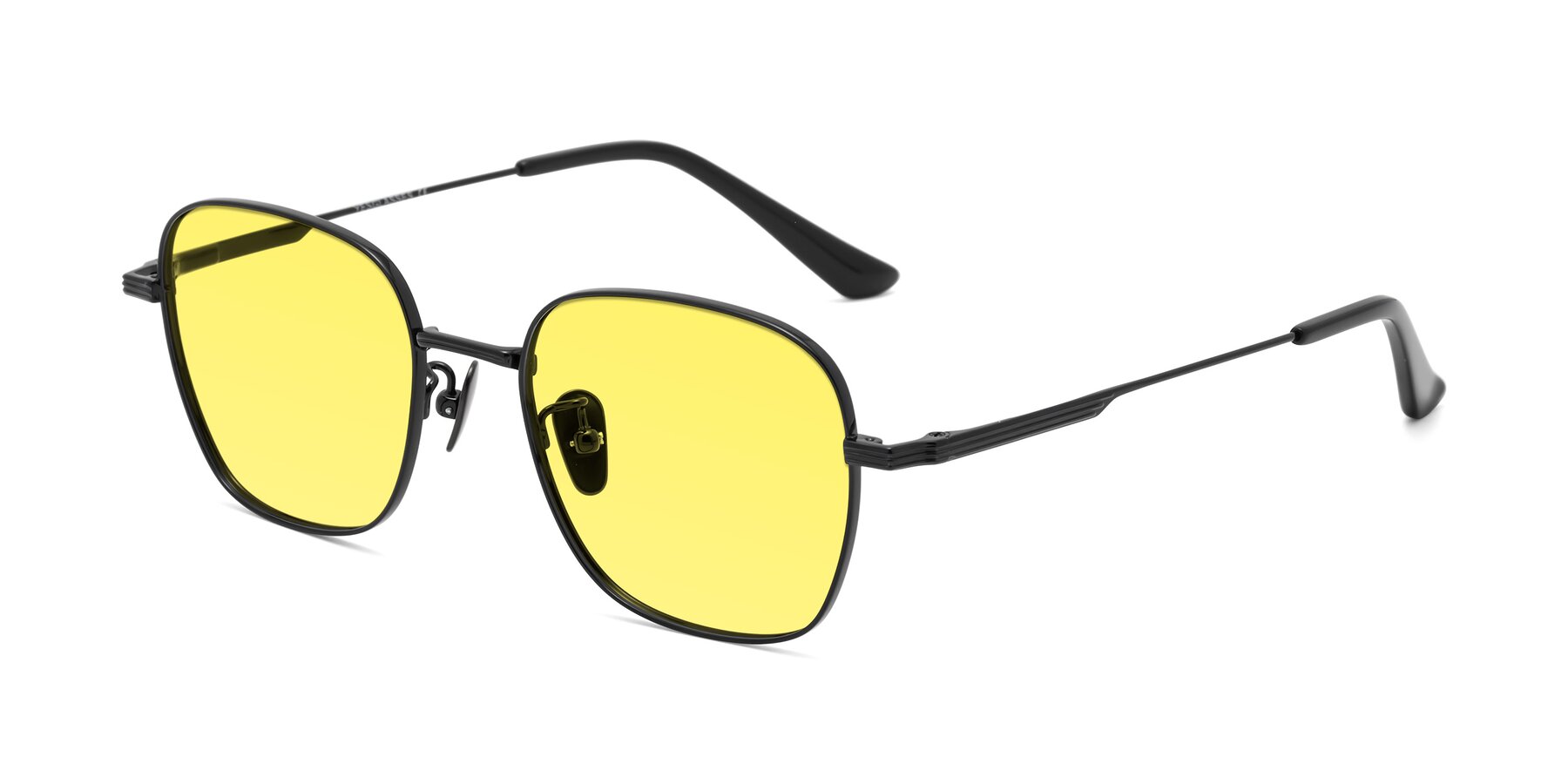 Angle of XING in Black with Medium Yellow Tinted Lenses