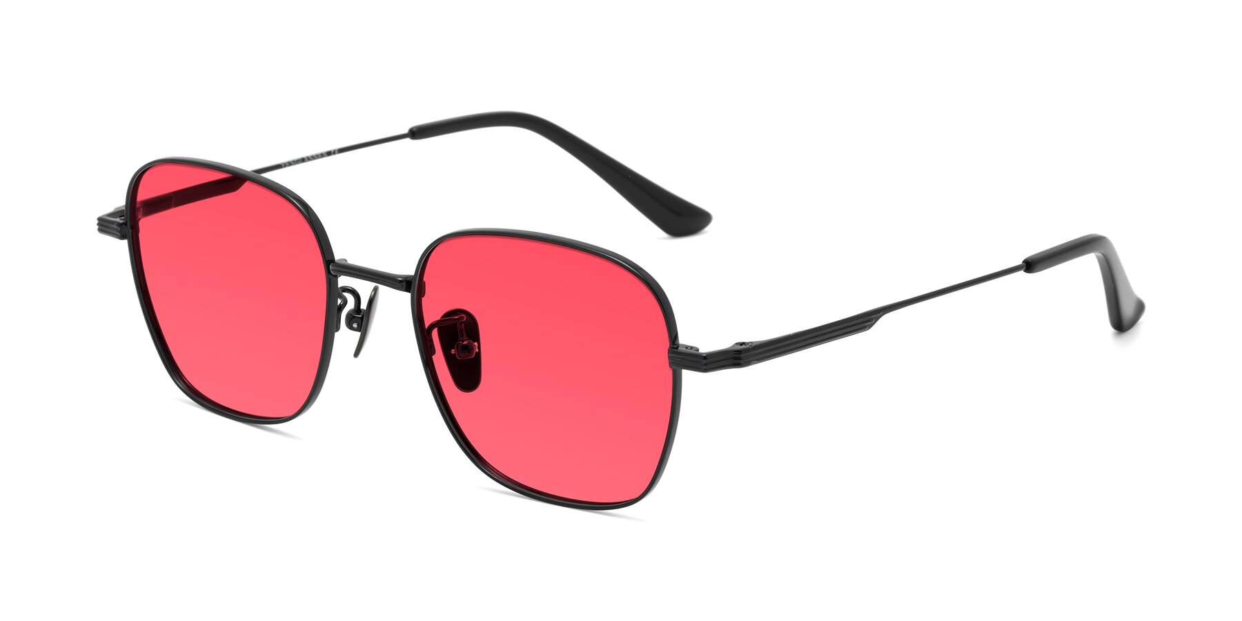 Angle of XING in Black with Red Tinted Lenses