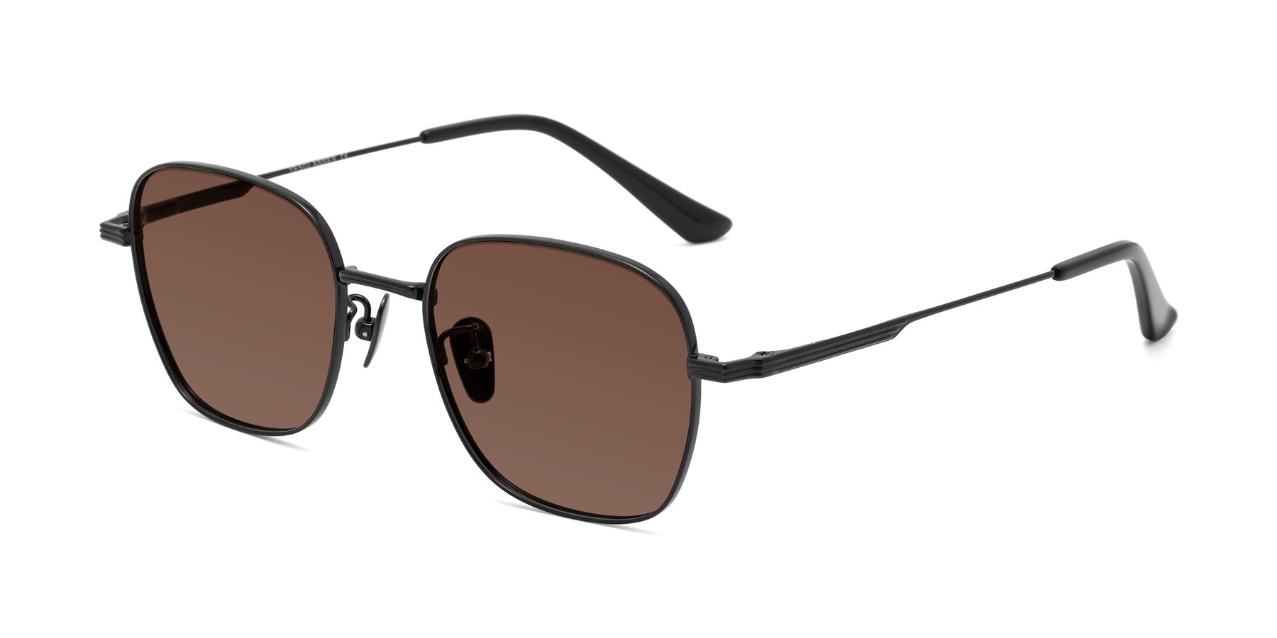 Angle of XING in Black with Brown Tinted Lenses