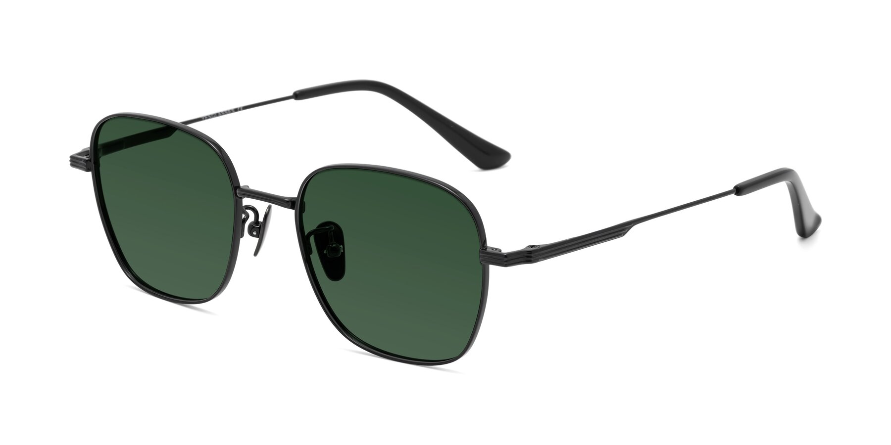 Angle of XING in Black with Green Tinted Lenses