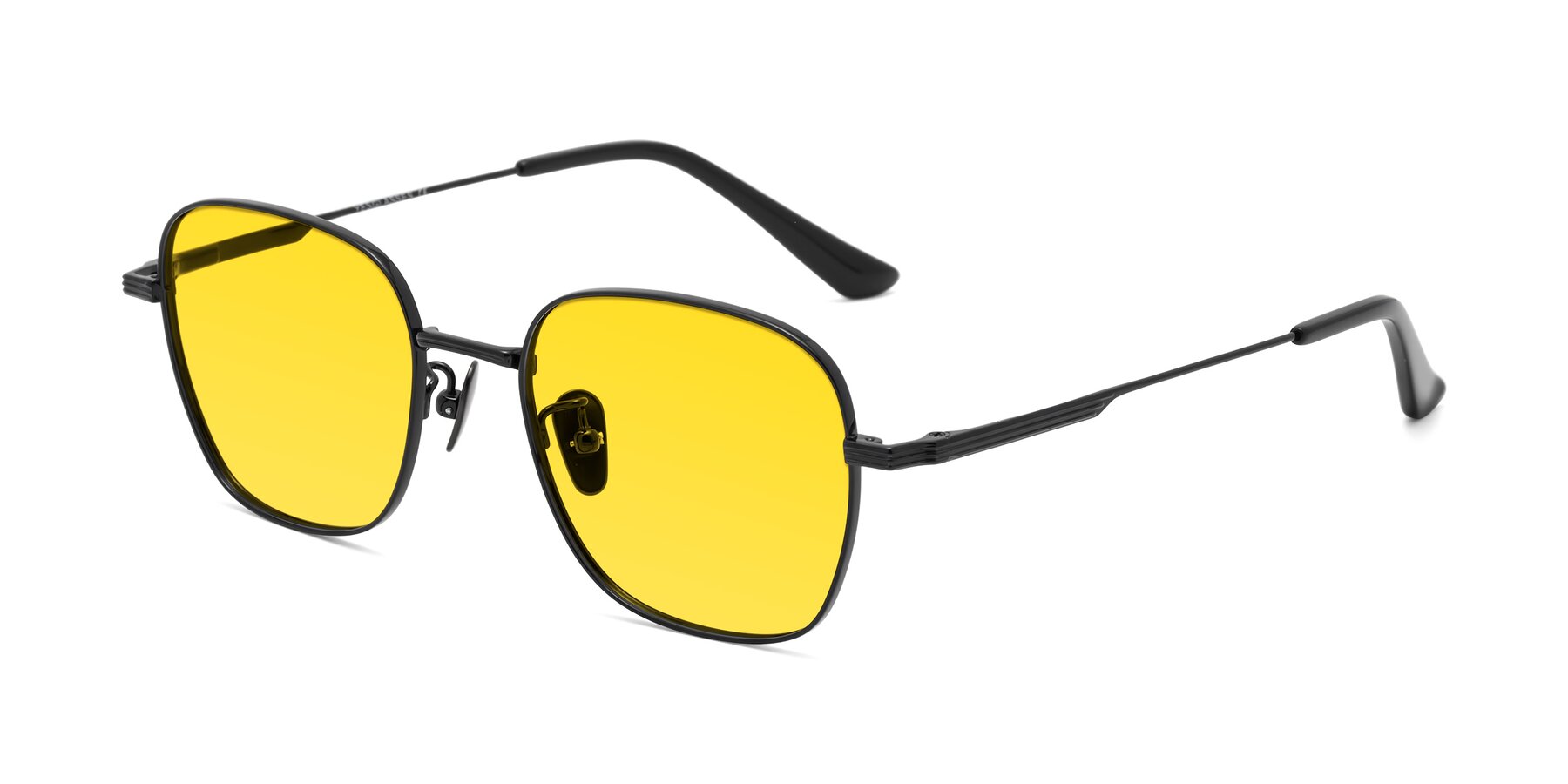 Angle of XING in Black with Yellow Tinted Lenses