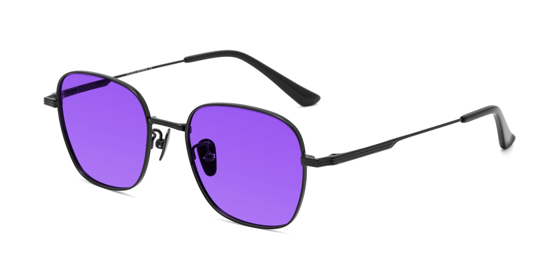 Angle of XING in Black with Purple Tinted Lenses