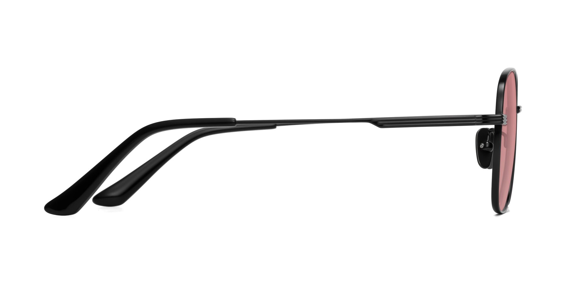 Side of XING in Black with Medium Garnet Tinted Lenses