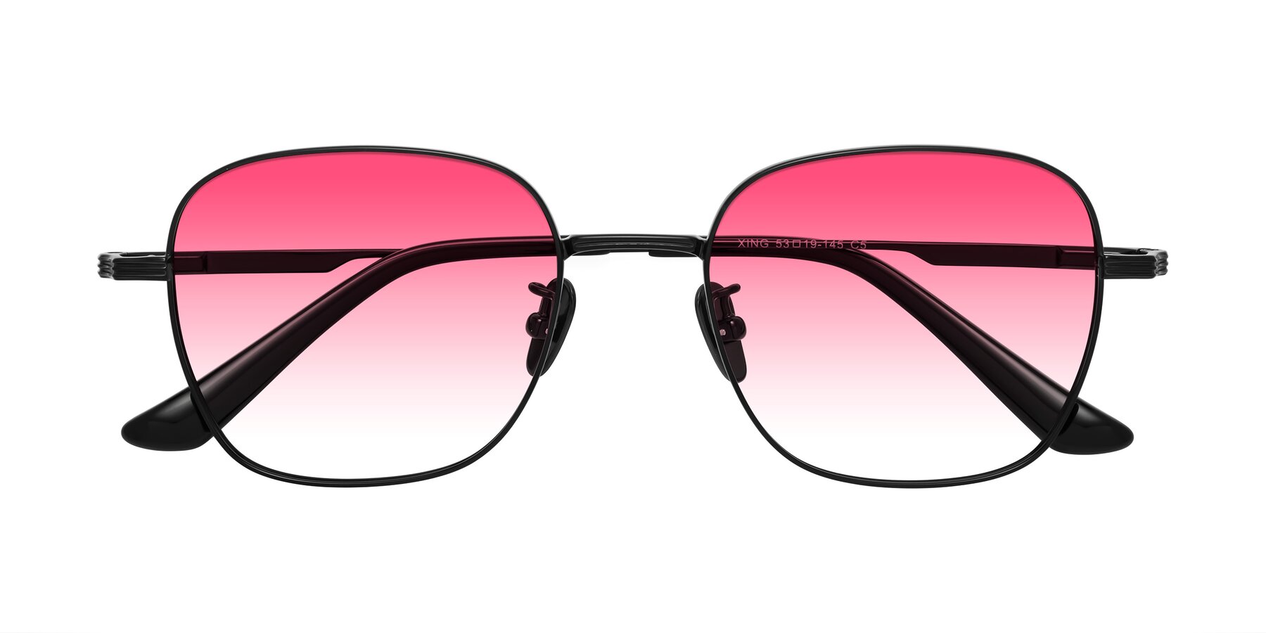 Folded Front of XING in Black with Pink Gradient Lenses