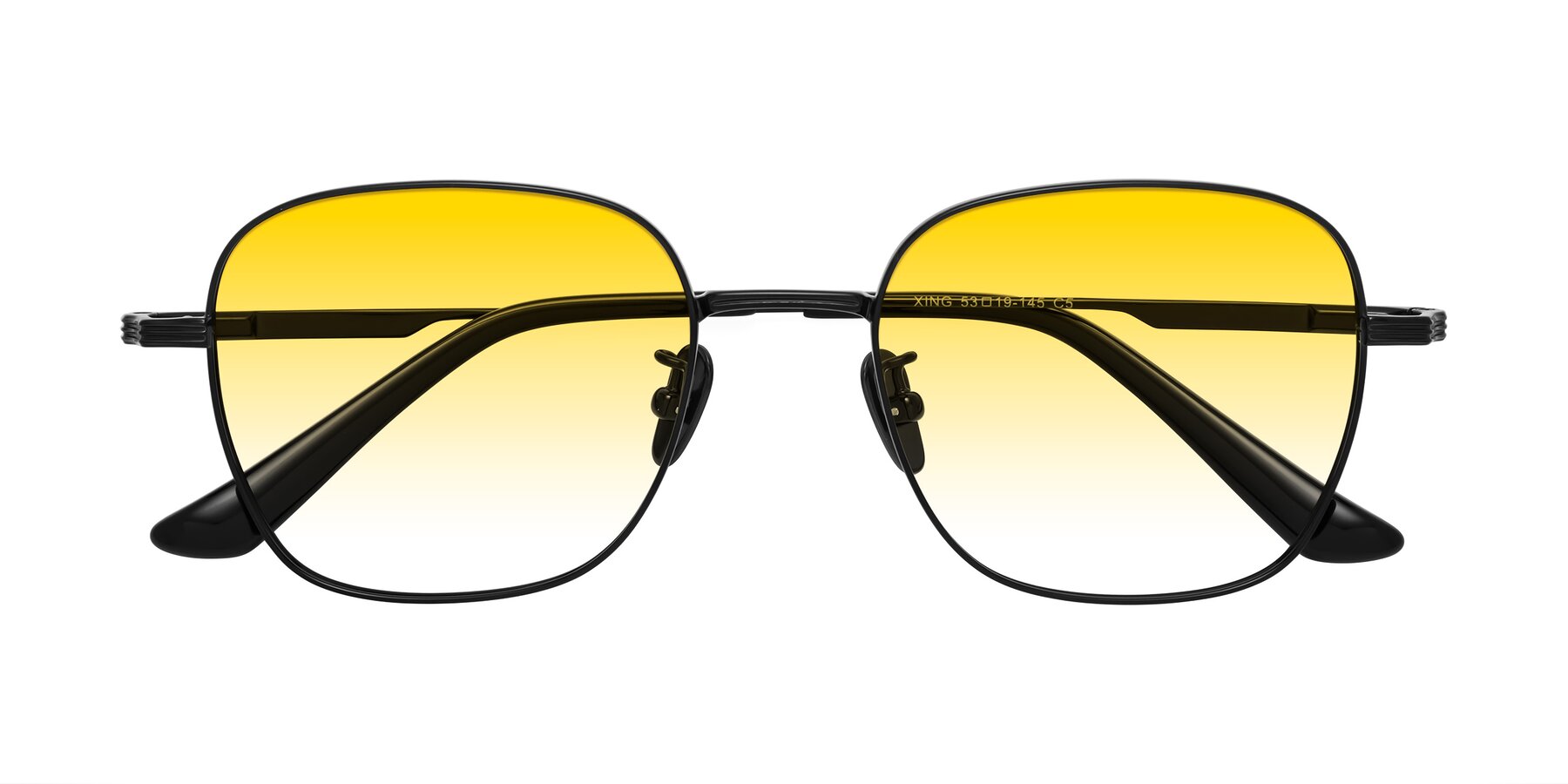 Folded Front of XING in Black with Yellow Gradient Lenses