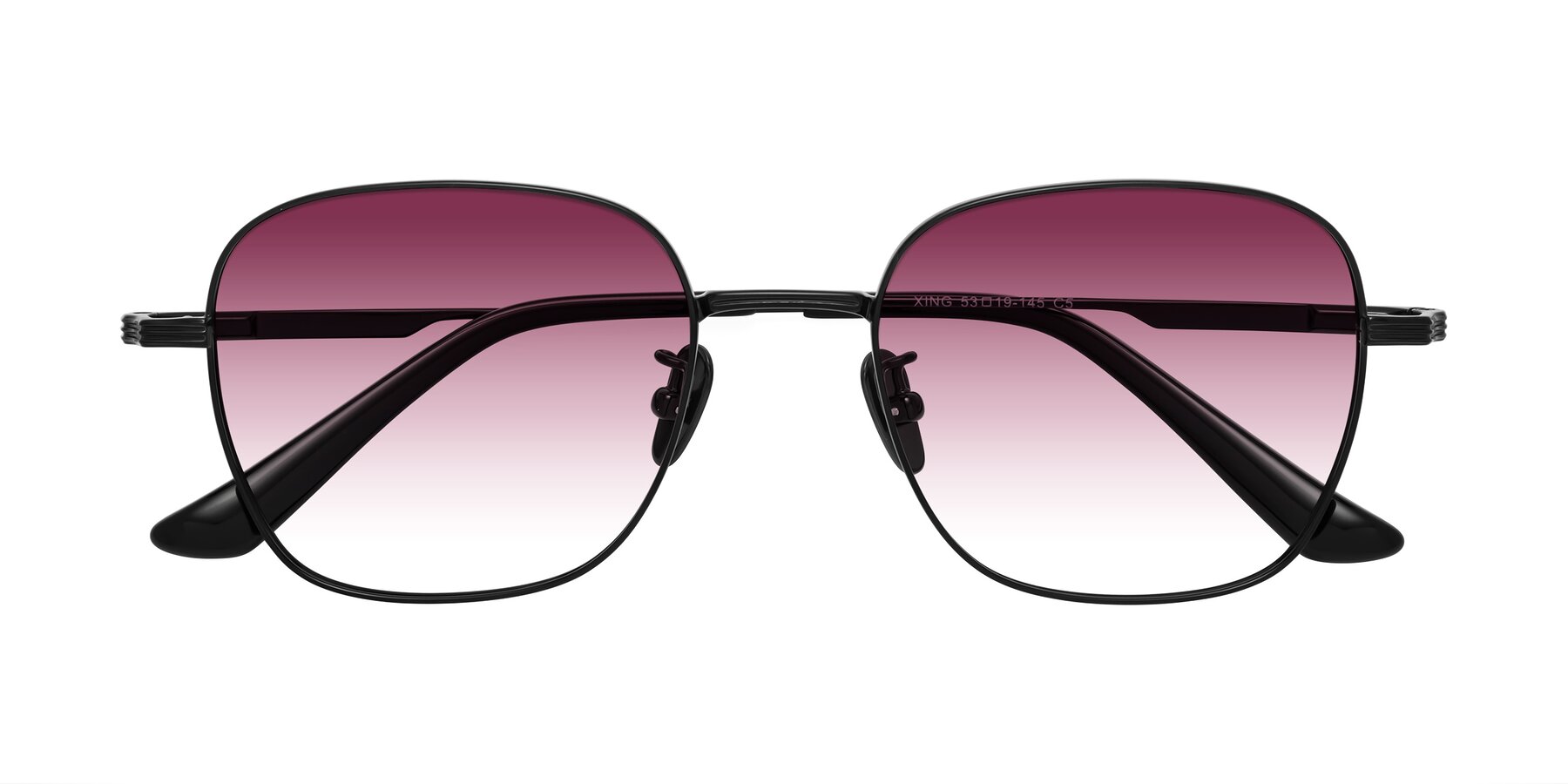 Folded Front of XING in Black with Wine Gradient Lenses