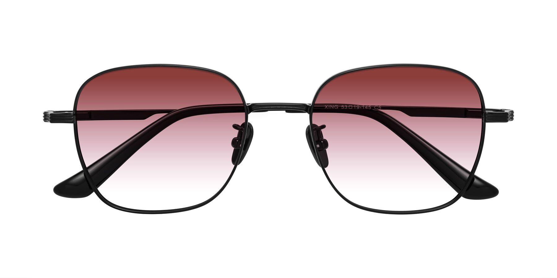 Folded Front of XING in Black with Garnet Gradient Lenses