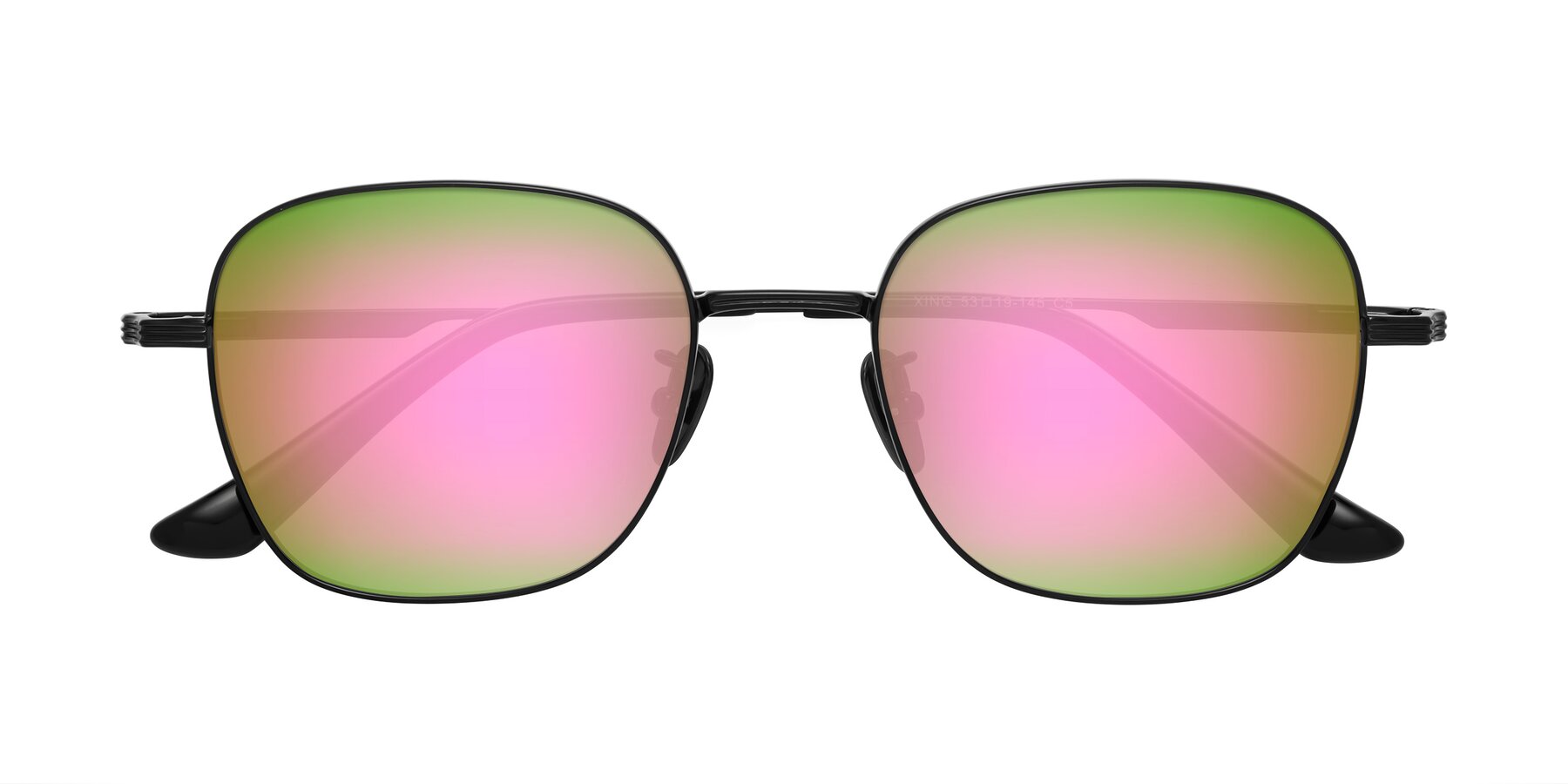 Folded Front of XING in Black with Pink Mirrored Lenses