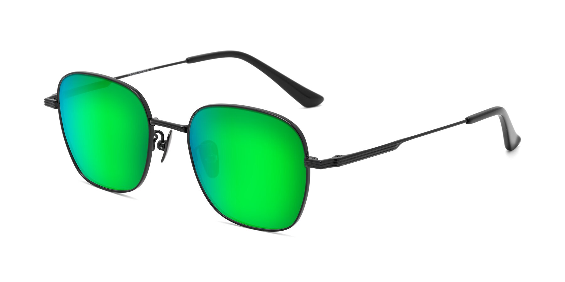 Angle of XING in Black with Green Mirrored Lenses