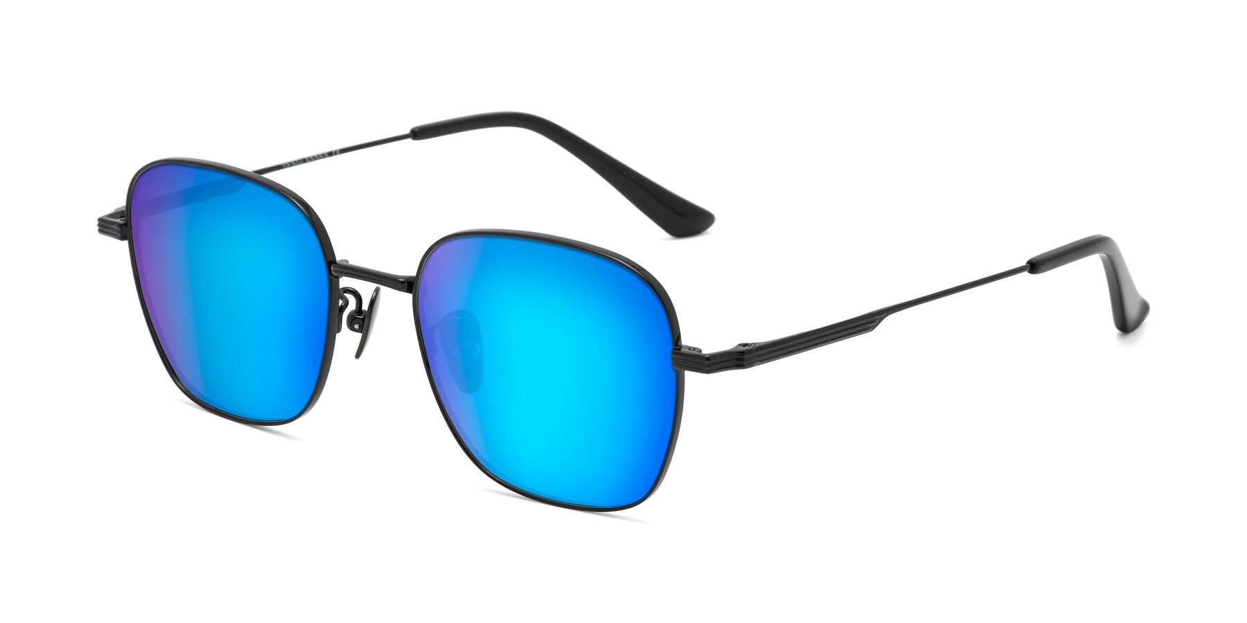 Angle of XING in Black with Blue Mirrored Lenses