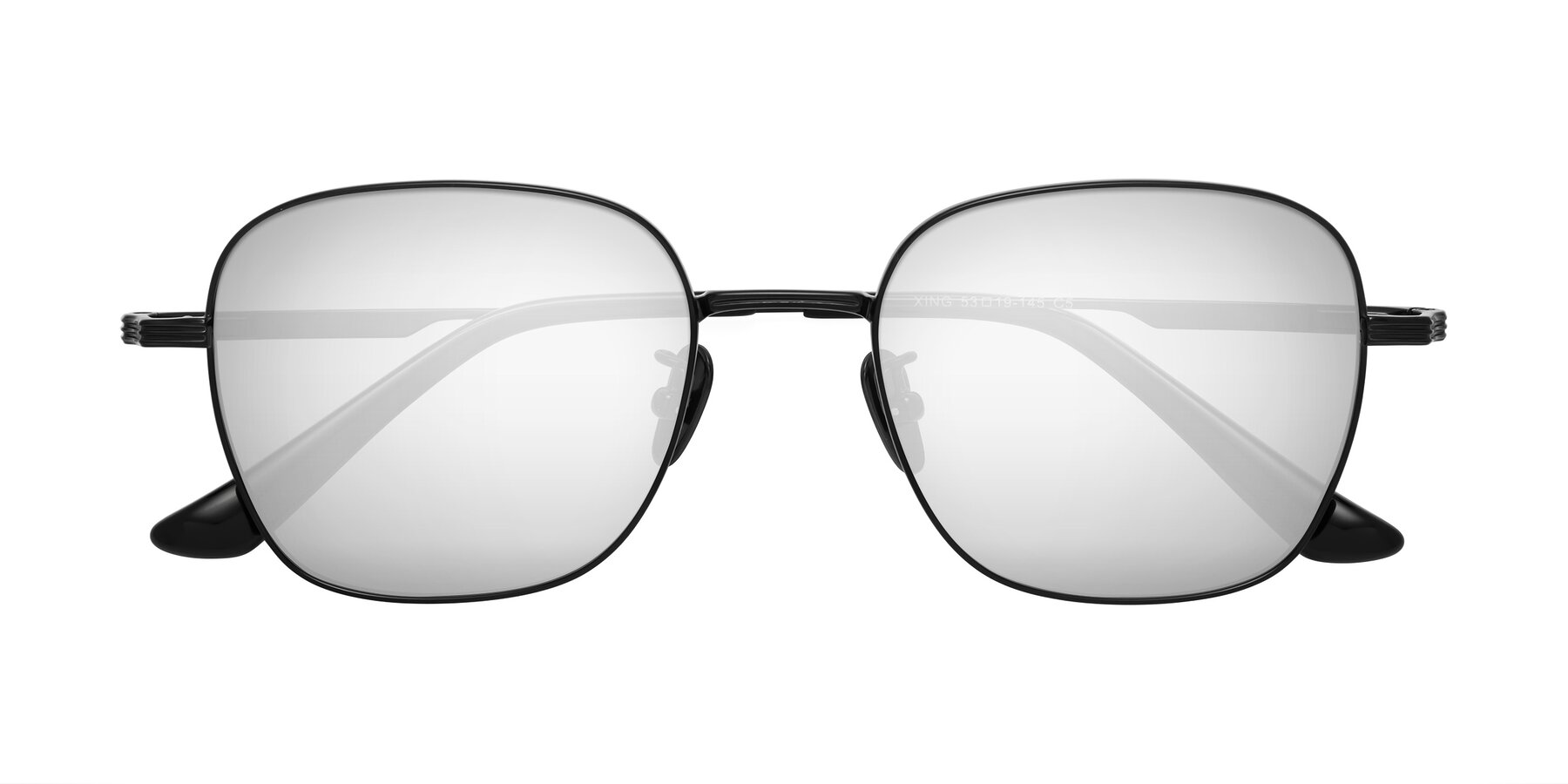 Folded Front of XING in Black with Silver Mirrored Lenses