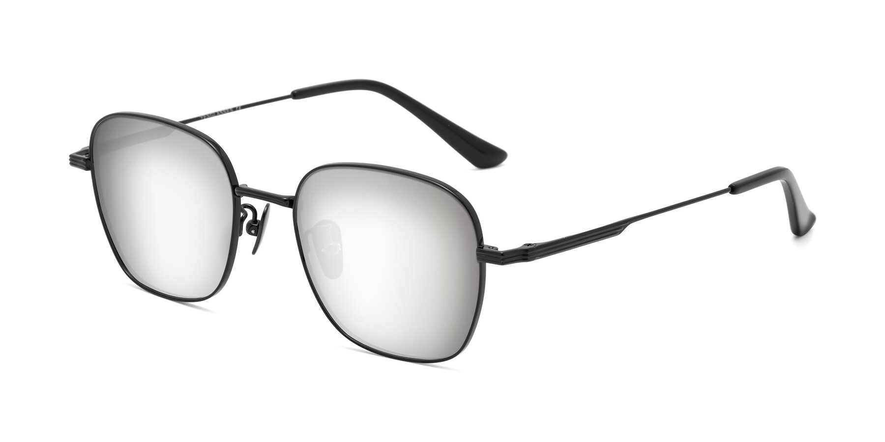 Angle of XING in Black with Silver Mirrored Lenses