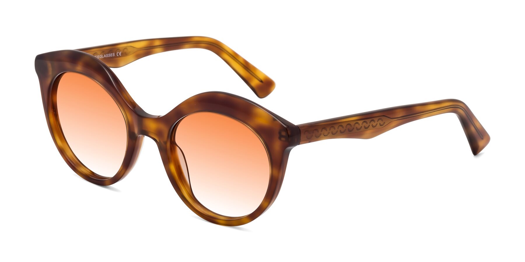 Angle of Barbie in Amber Tortoise with Orange Gradient Lenses