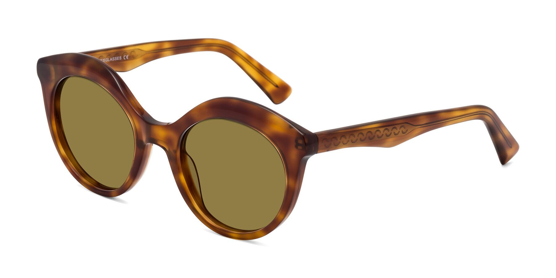 Angle of Barbie in Amber Tortoise with Brown Polarized Lenses