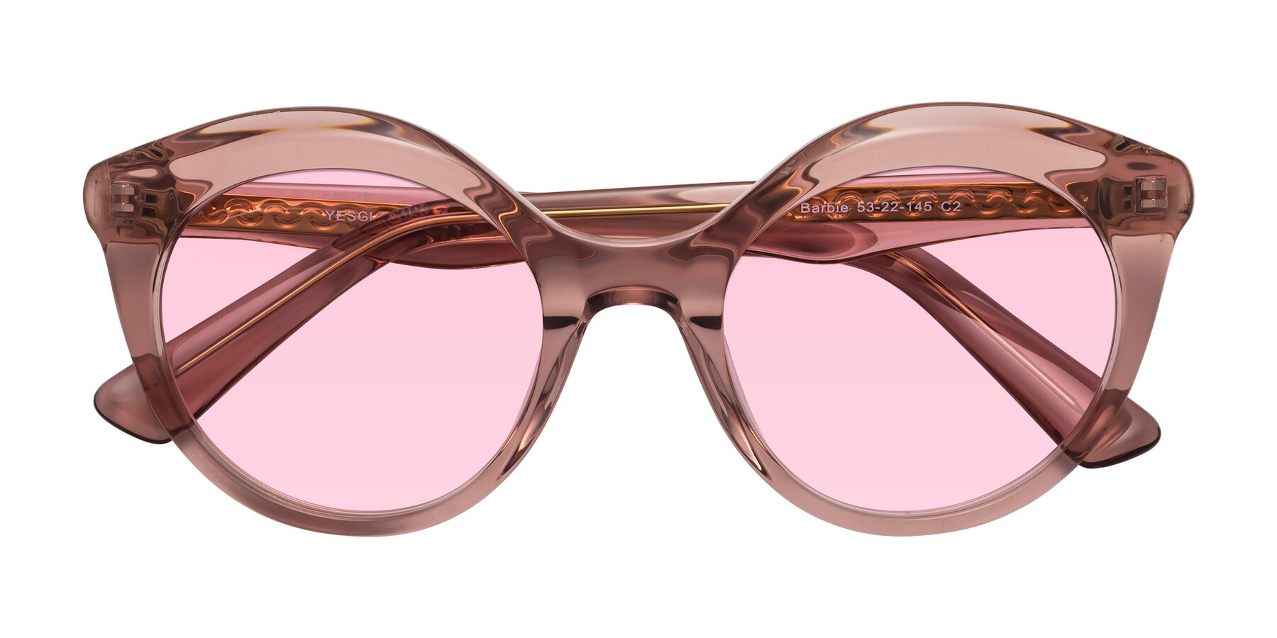 Folded Front of Barbie in Translucent Garnet with Light Pink Tinted Lenses