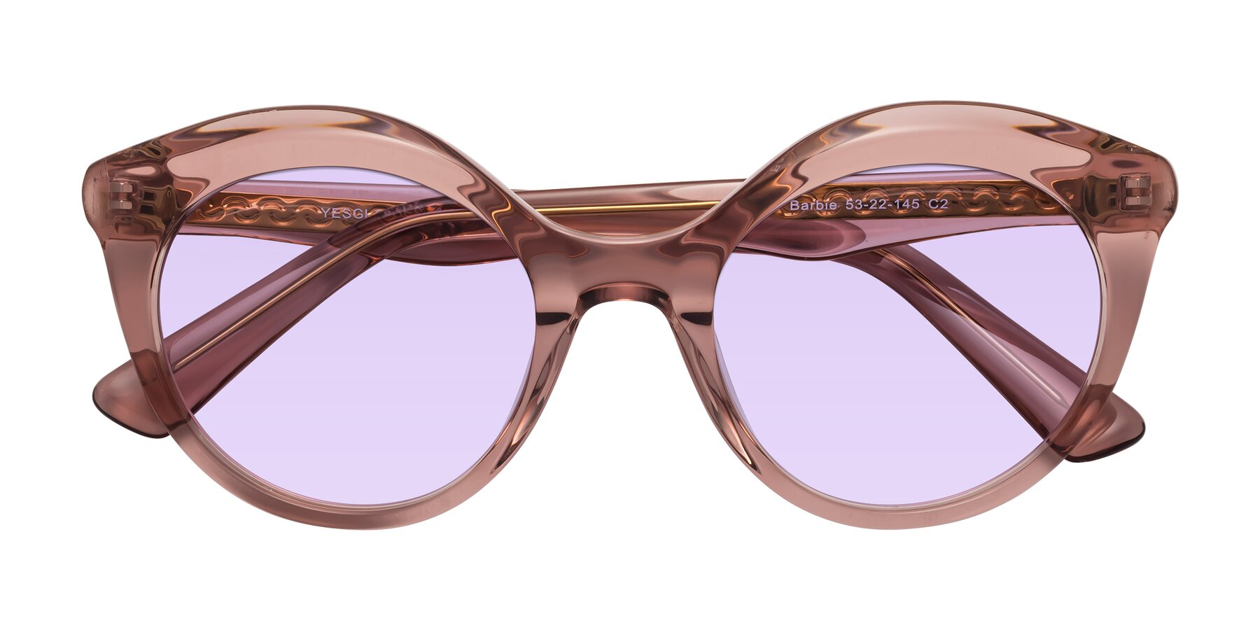 Folded Front of Barbie in Translucent Garnet with Light Purple Tinted Lenses