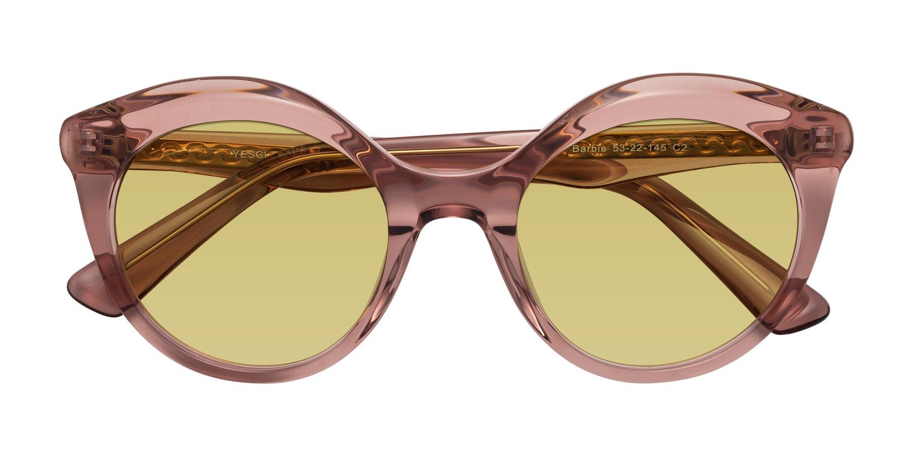 Folded Front of Barbie in Translucent Garnet with Medium Champagne Tinted Lenses