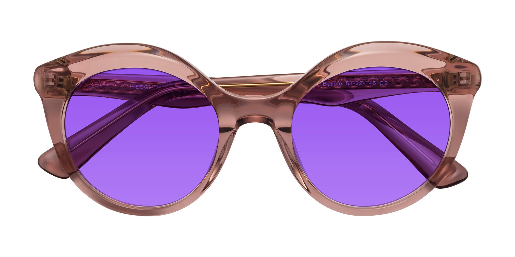 Folded Front of Barbie in Translucent Garnet with Purple Tinted Lenses