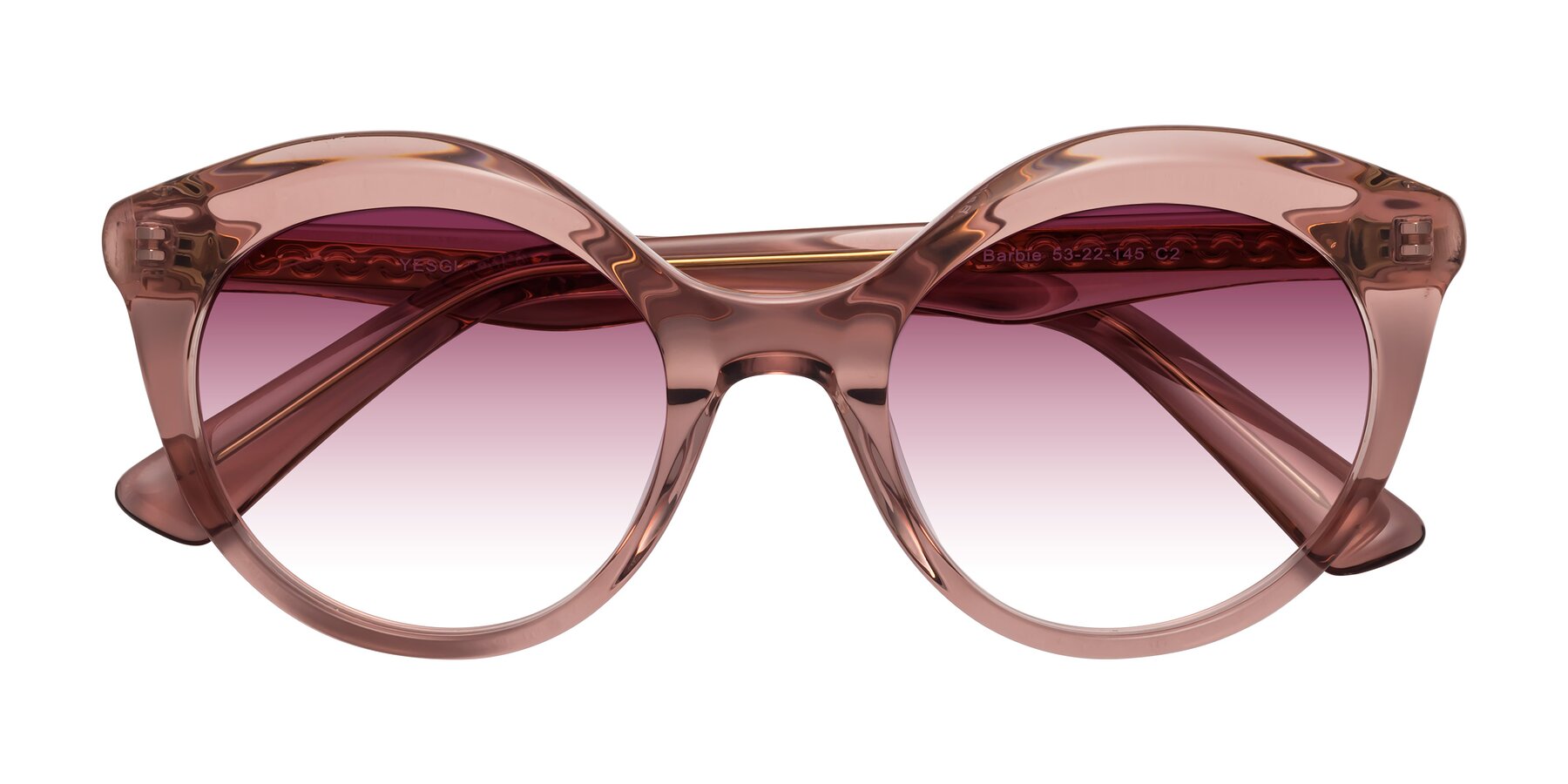 Folded Front of Barbie in Translucent Garnet with Wine Gradient Lenses