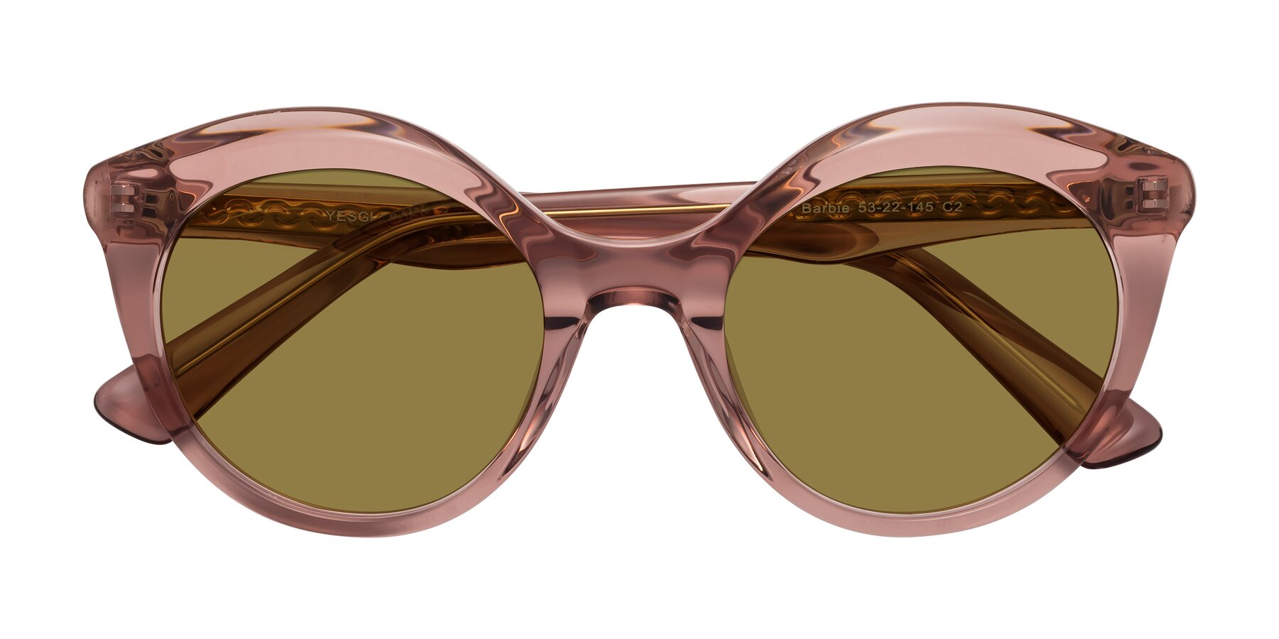 Folded Front of Barbie in Translucent Garnet with Brown Polarized Lenses