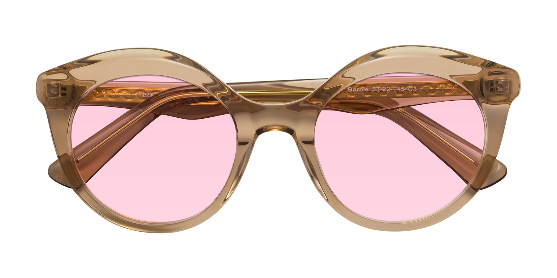 Folded Front of Barbie in Translucent Brown with Light Pink Tinted Lenses