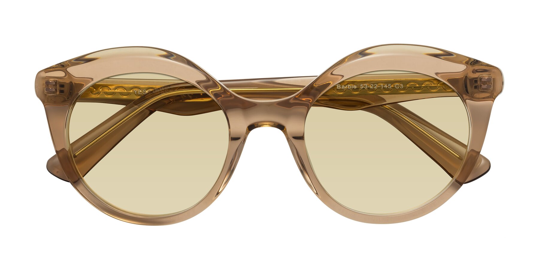 Folded Front of Barbie in Translucent Brown with Light Champagne Tinted Lenses