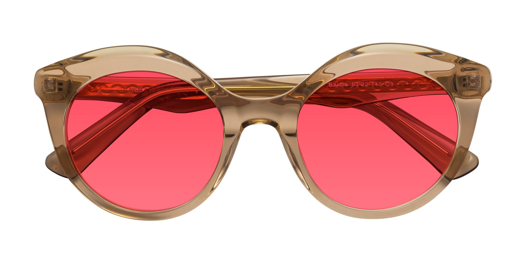 Folded Front of Barbie in Translucent Brown with Red Tinted Lenses