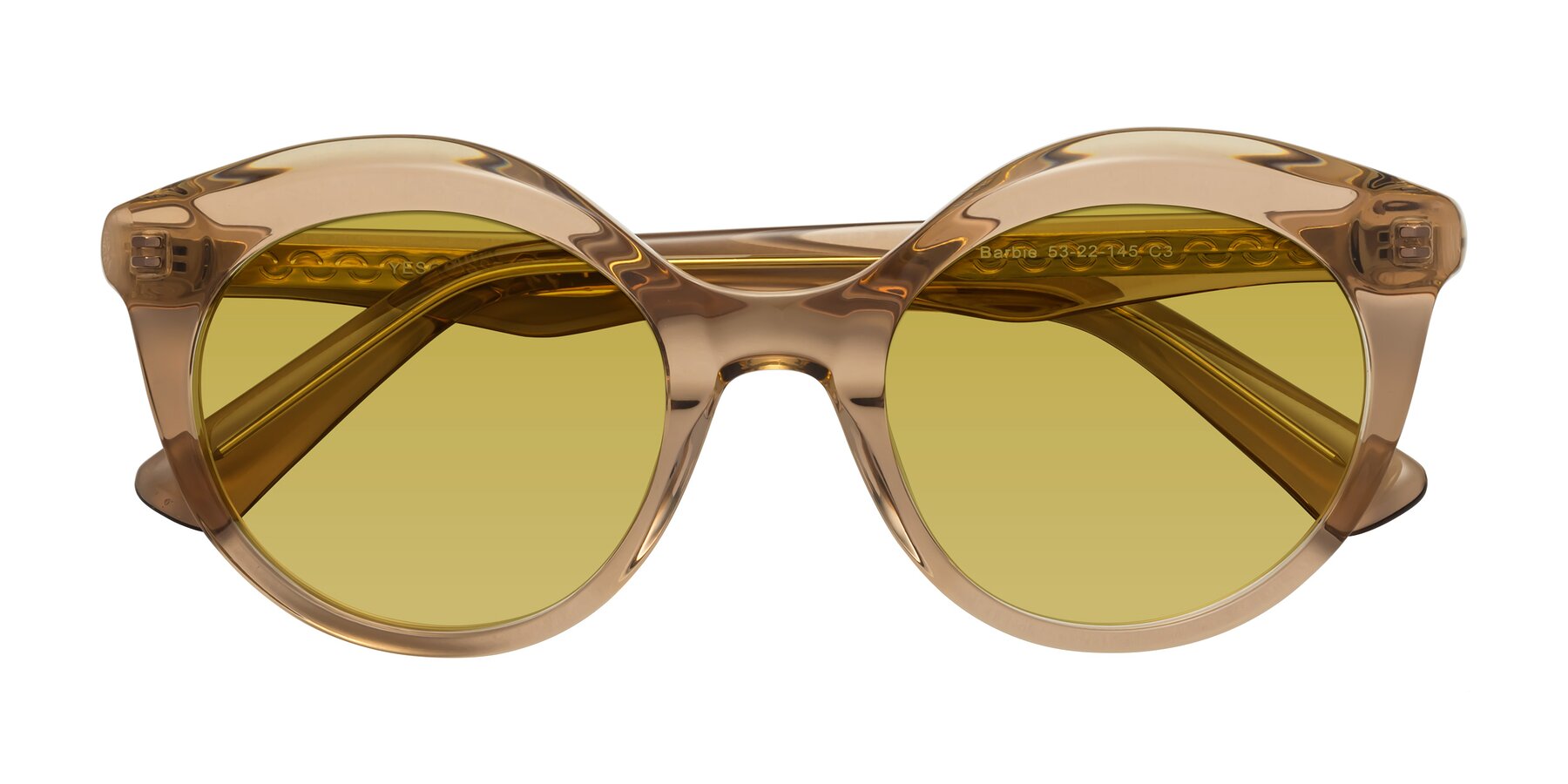 Folded Front of Barbie in Translucent Brown with Champagne Tinted Lenses