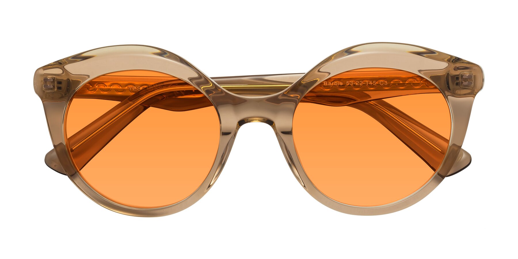 Folded Front of Barbie in Translucent Brown with Orange Tinted Lenses