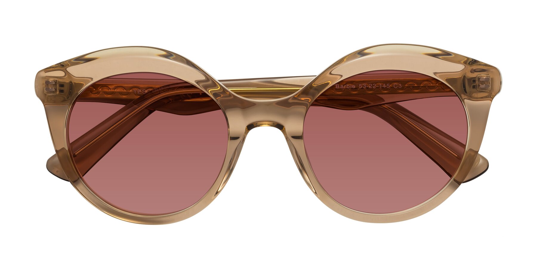 Folded Front of Barbie in Translucent Brown with Garnet Tinted Lenses