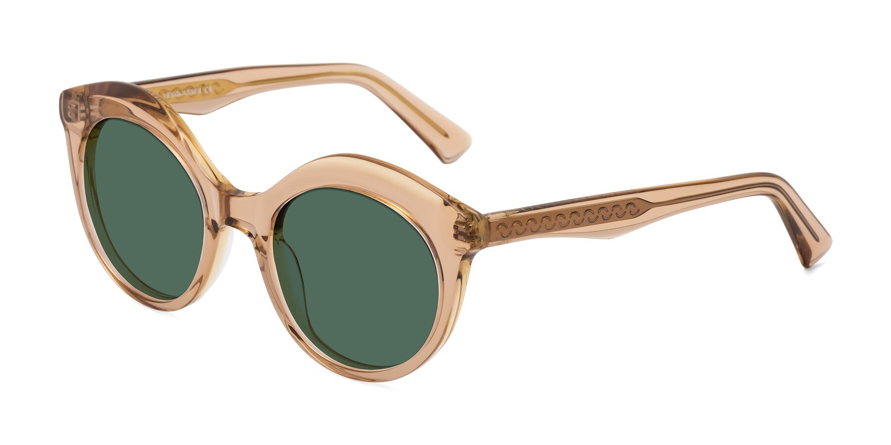 Angle of Barbie in Translucent Brown with Green Polarized Lenses