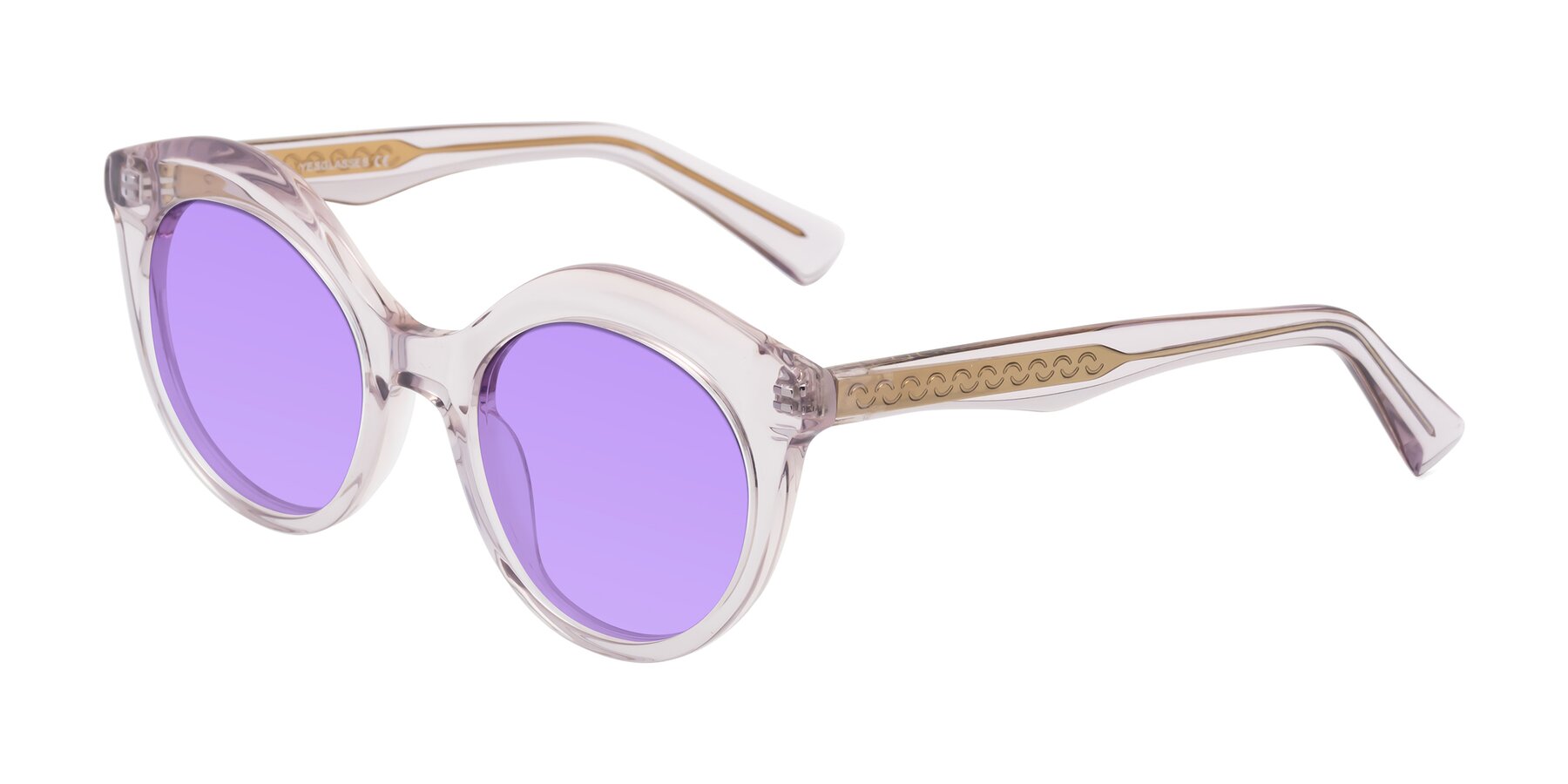 Angle of Barbie in Light Purple with Medium Purple Tinted Lenses