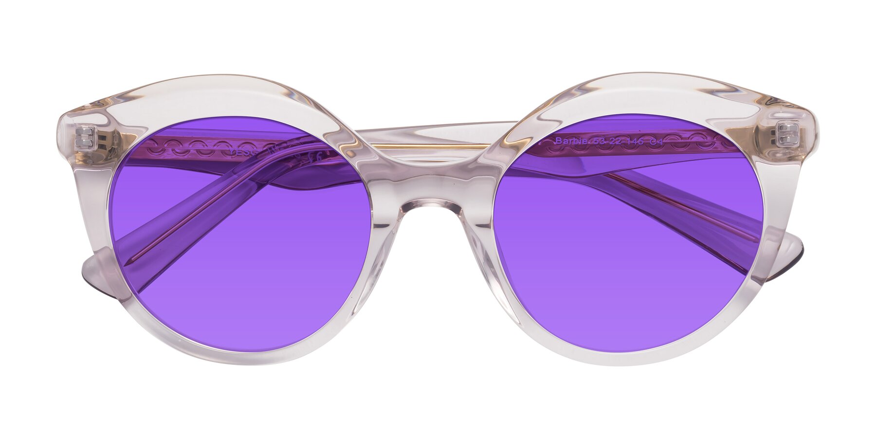 Folded Front of Barbie in Light Purple with Purple Tinted Lenses