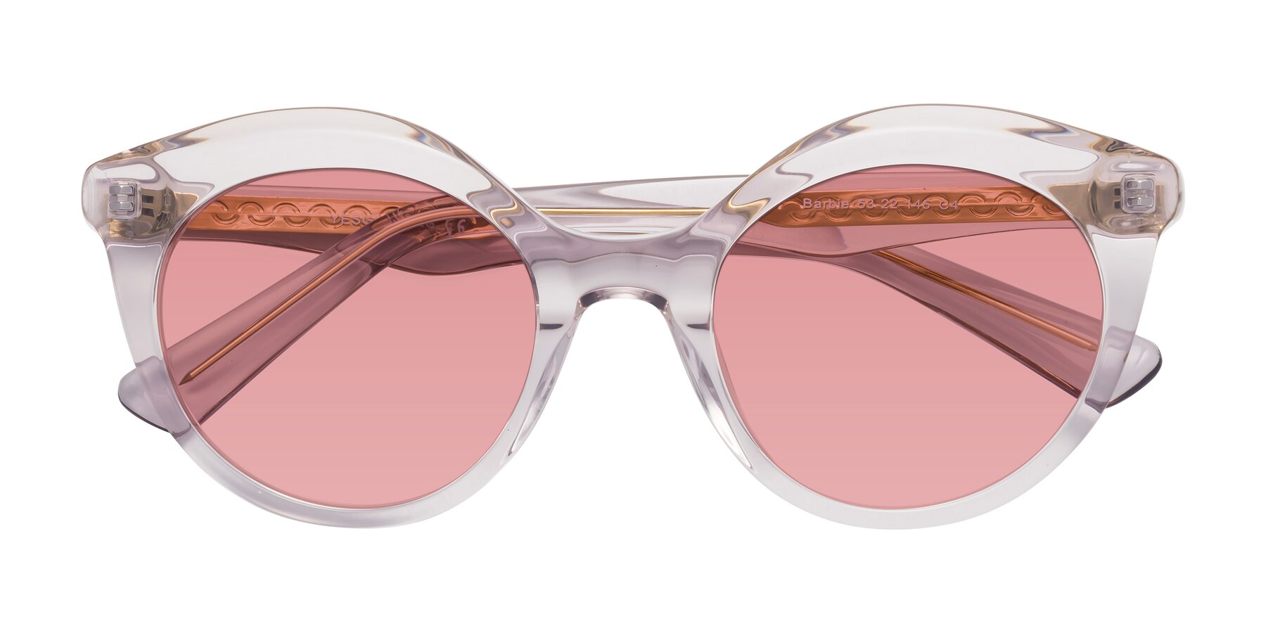 Folded Front of Barbie in Light Purple with Medium Garnet Tinted Lenses