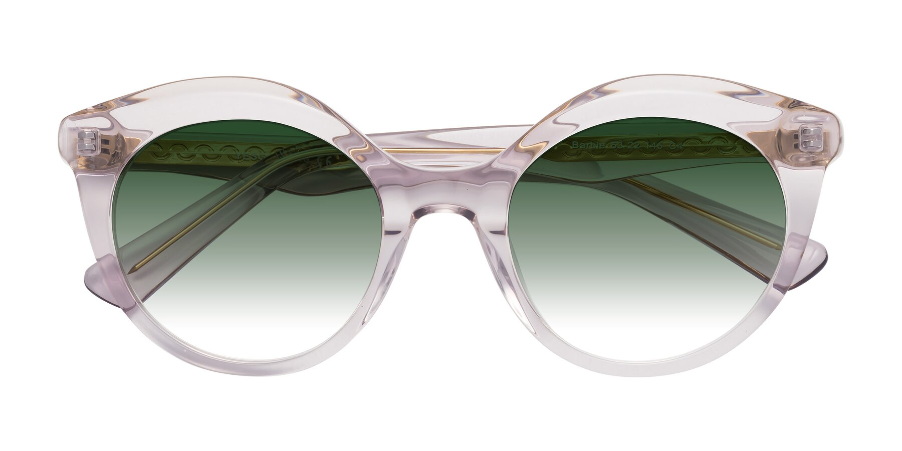 Folded Front of Barbie in Light Purple with Green Gradient Lenses