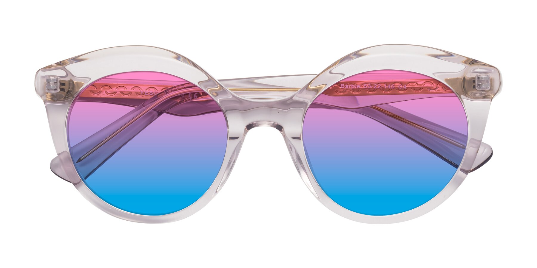 Folded Front of Barbie in Light Purple with Pink / Blue Gradient Lenses