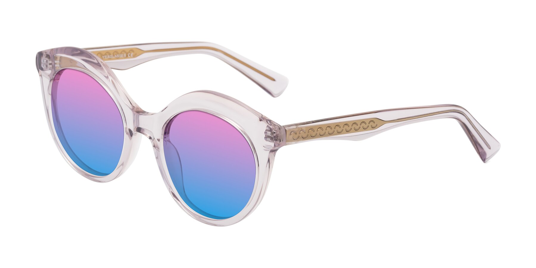 Angle of Barbie in Light Purple with Pink / Blue Gradient Lenses