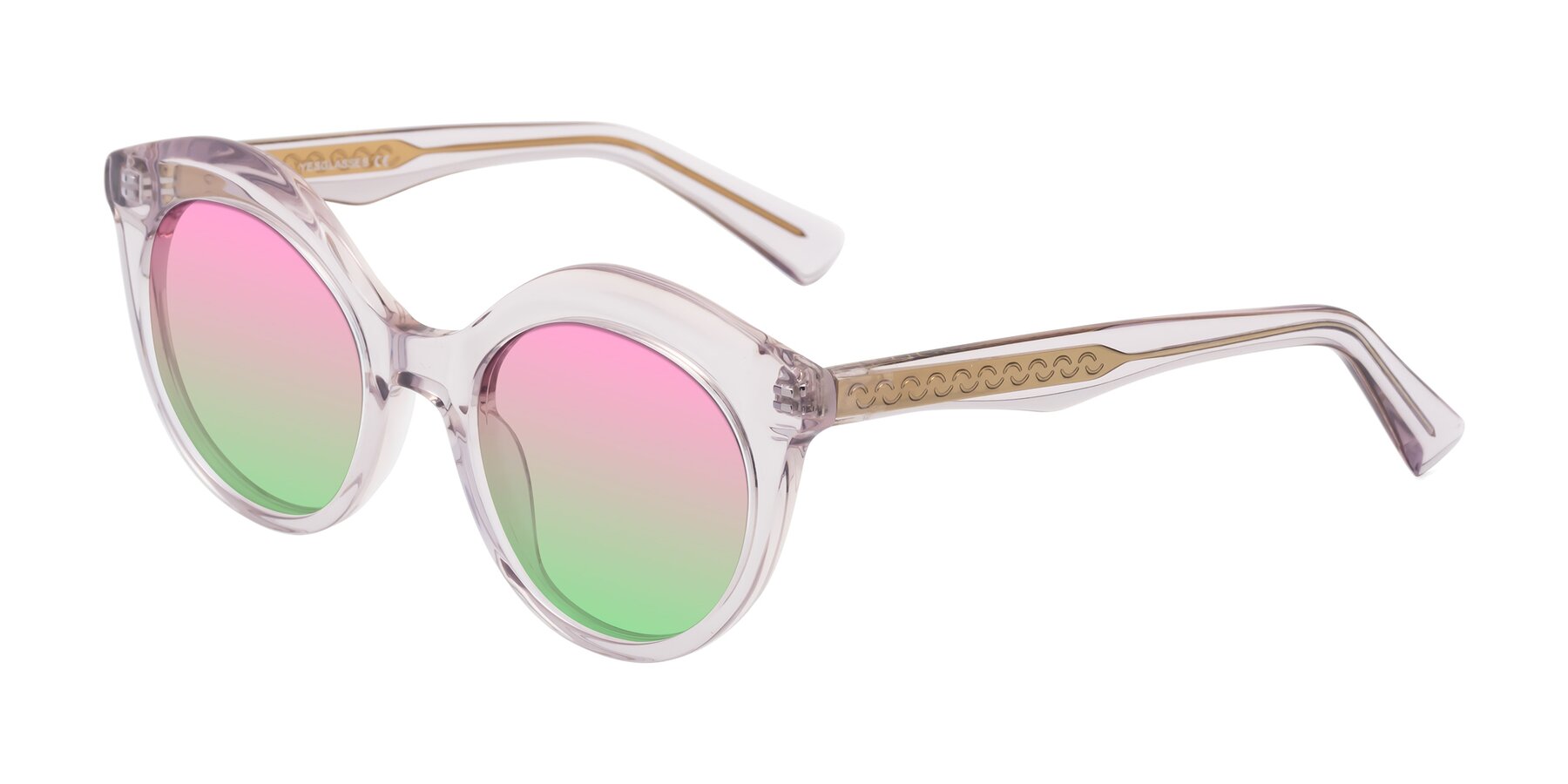 Angle of Barbie in Light Purple with Pink / Green Gradient Lenses