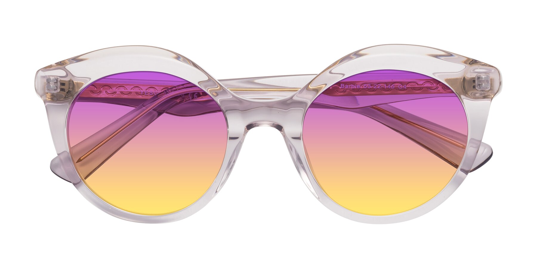 Folded Front of Barbie in Light Purple with Purple / Yellow Gradient Lenses