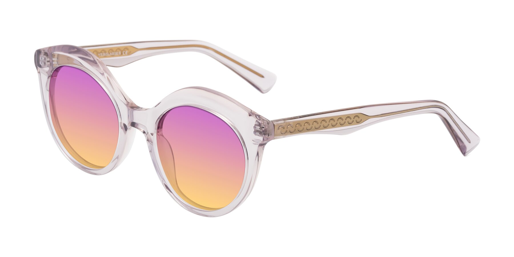 Angle of Barbie in Light Purple with Purple / Yellow Gradient Lenses